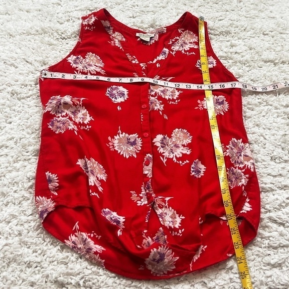 Lucky Brand Floral Button Down Tie Front Tank Top Red Purple White Women’s S - Picture 5 of 8